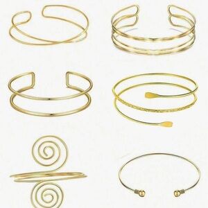Gold-Tone Cuff Bracelet Set & Silver Earring Set
